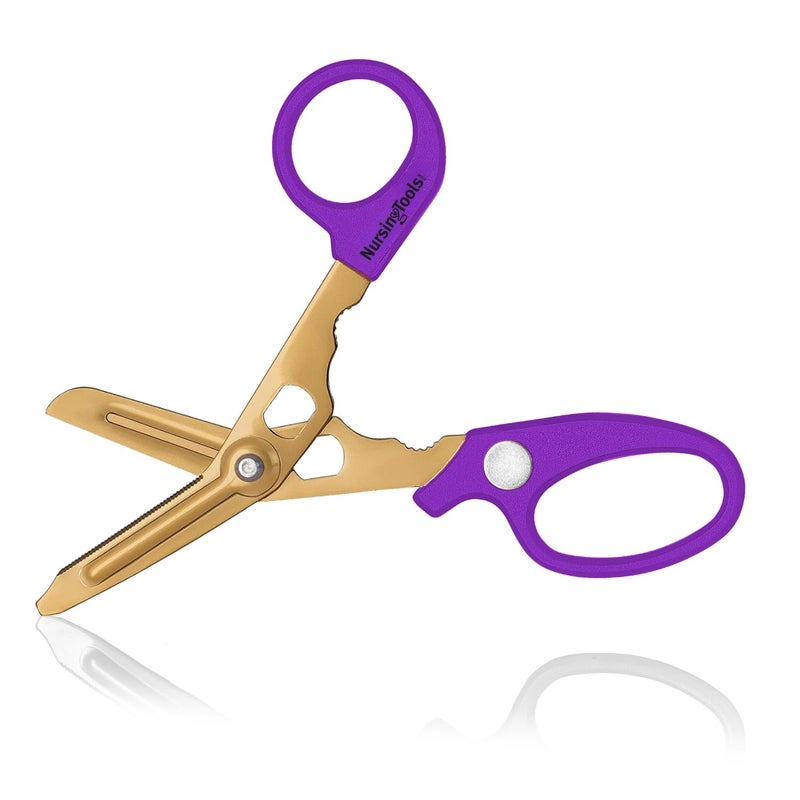 Nursingtools Hummingbird 4-in-1 Medical Scissors - Compact Pocket Size Trauma Shears for Nurses, Students, Practitioners & Medical Professionals (Purple) - Image 1