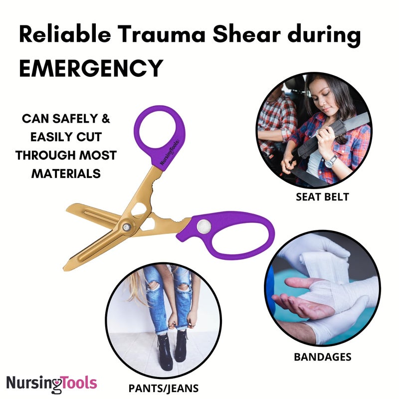 Nursingtools Hummingbird 4-in-1 Medical Scissors - Compact Pocket Size Trauma Shears for Nurses, Students, Practitioners & Medical Professionals (Purple) - Image 3