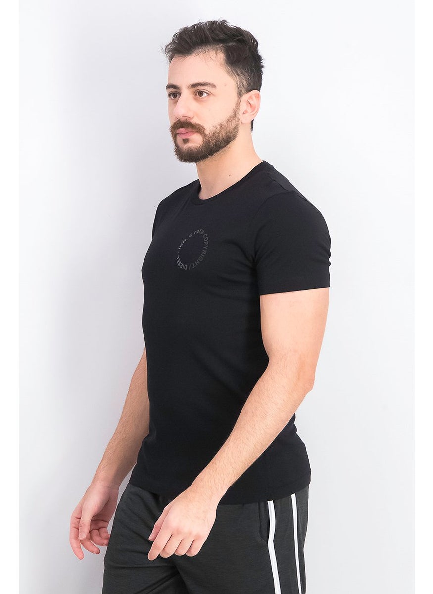 DIESEL Men Crew Neck Short Sleeve Graphic Tee, Black  - Image 4