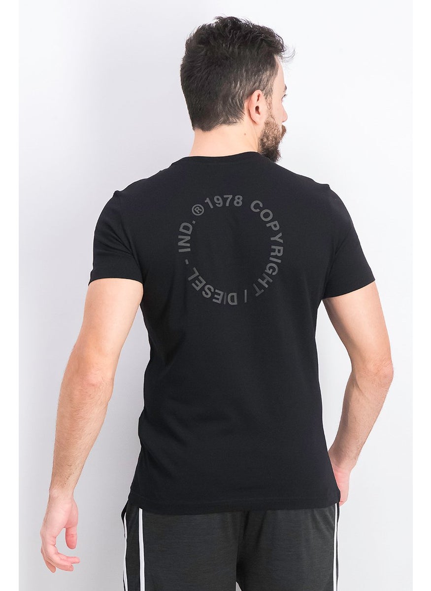 DIESEL Men Crew Neck Short Sleeve Graphic Tee, Black  - Image 2