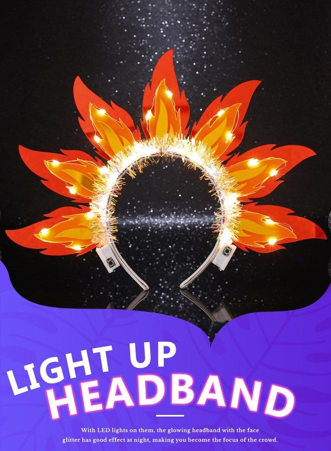 Zoestar Light Up Flame Headband Led Fire Headpiece Glowing Goddess Hair Accessories for Women - Image 2