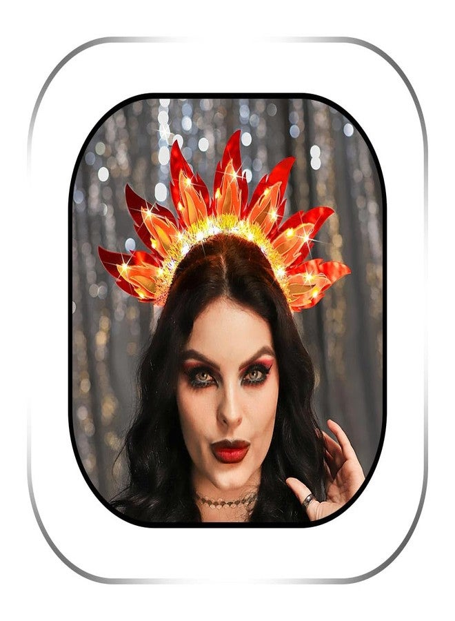 Zoestar Light Up Flame Headband Led Fire Headpiece Glowing Goddess Hair Accessories for Women - Image 1