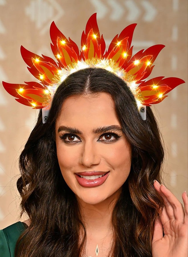 Zoestar Light Up Flame Headband Led Fire Headpiece Glowing Goddess Hair Accessories for Women - Image 3