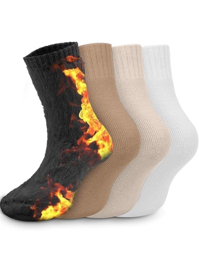 انسجام جوارب حرارية للنساء، 4 أزواج، جوارب شتوية دافئة سميكة وثقيلة معزولة، جوارب تدفئة للأنشطة الخارجية - Image 1