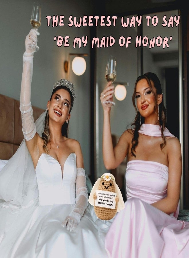M.O.Q. Bridesmaid Proposal Wedding Party Will You Be My Bridesmaid Maid of Honor Positive Potato Gifts Ideas, Bachelorette, Small Cute Stuff Things, Handmade Crochet (Maid of Honor) - Image 5