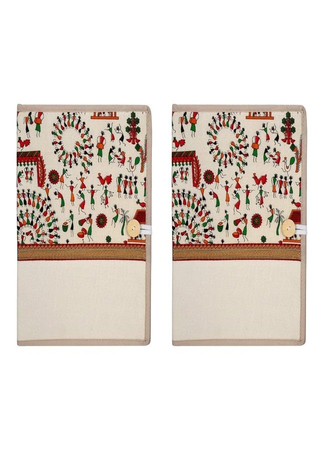 CAMPIO Printed Fabric File Folders for Certificates, Document Holder, Jute Conference Folder (Size: A4, Color: Multicolor Warli Printed) (Pack of 2) - Image 1