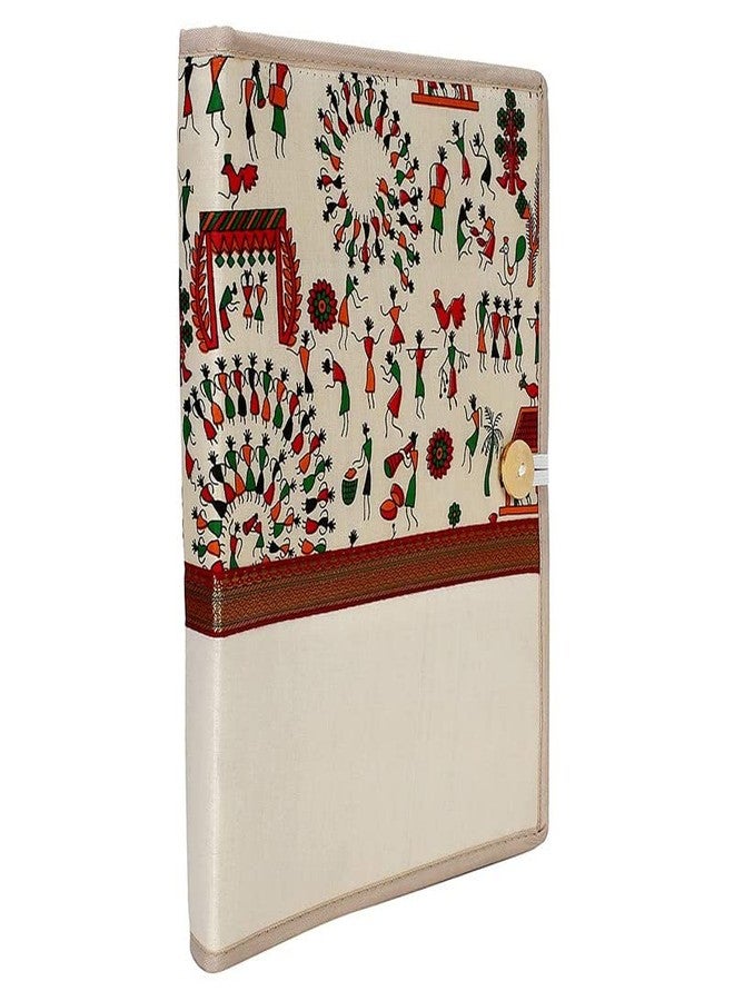 CAMPIO Printed Fabric File Folders for Certificates, Document Holder, Jute Conference Folder (Size: A4, Color: Multicolor Warli Printed) (Pack of 2) - Image 4