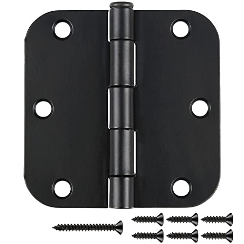 JIW 30 Pack Matte Black Interior Door Hinges Round 3.5" x 3.5 Inch 5/8"Radius Heavy-Duty Mat Hinge for Doors Standard Bedroom Work Office Door Hardware Removable Pin,Farm,Shed,Gate,Greenhouse Vent Window - Image 1