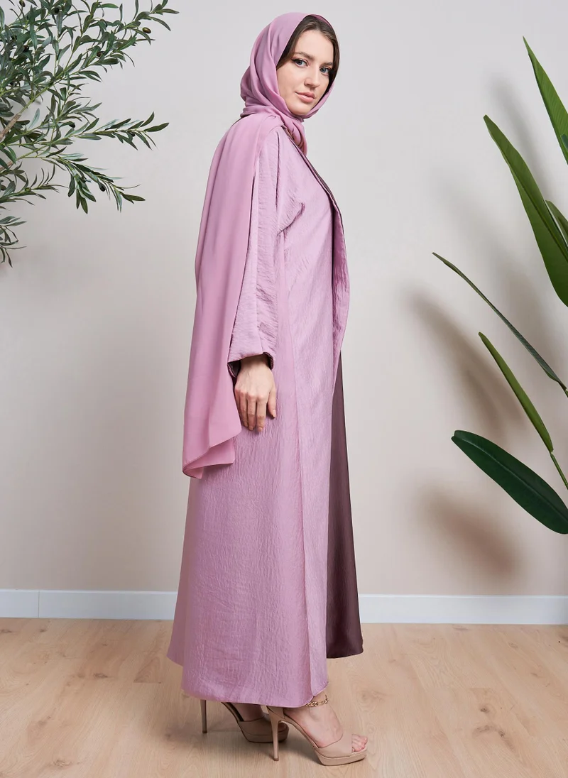 Couturelabs Pink Plum Reversible Abaya with Sheila