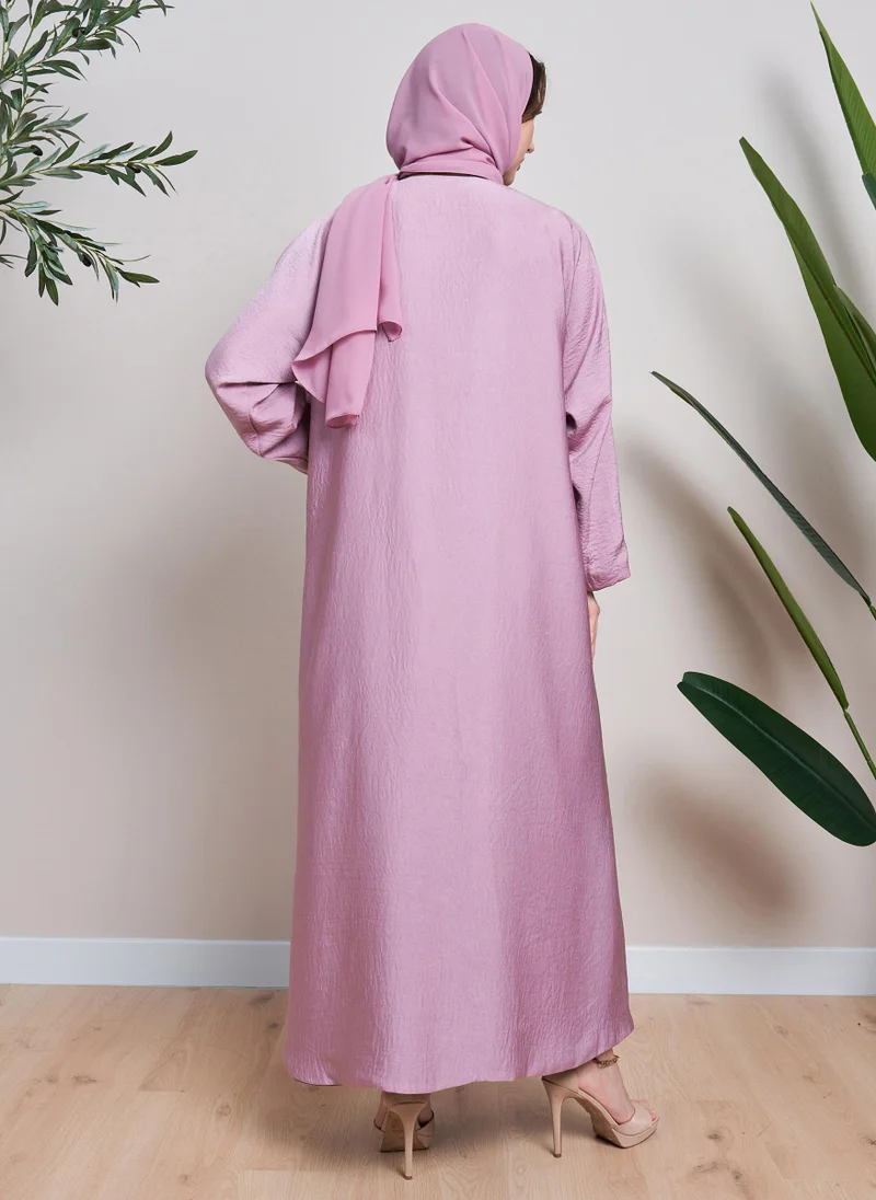 Couturelabs Pink Plum Reversible Abaya with Sheila