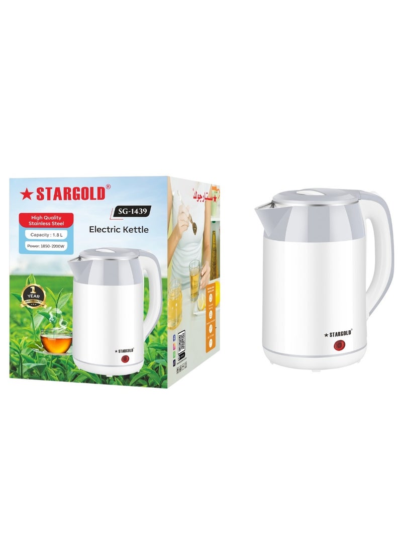 Stargold Electric Kettle 1.8L Stainless Steel, 1850-2200W, Automatic Shut-Off, Durable & Safe, Perfect For Home And Office Use  - Image 2