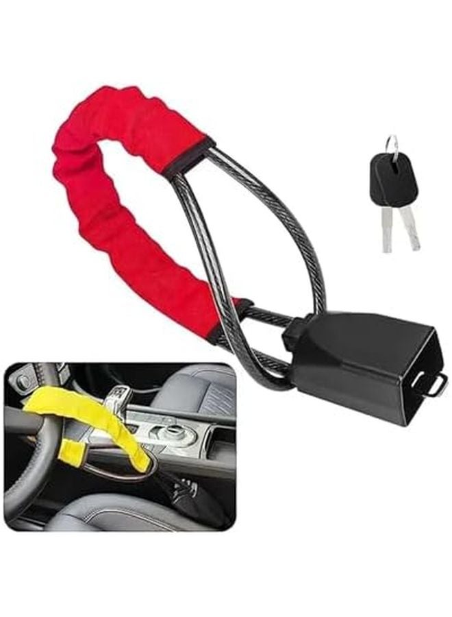Universal Car Steering Wheel Lock with Seat Belt Buckles Anti Theft Device for Truck SUV Van RV Black - Image 2