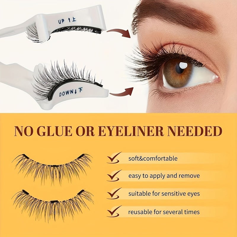 Reusable Magnetic False Eyelashes With Tweezers No Glue Cat Eye Doll Style 10 12mm - Image 2
