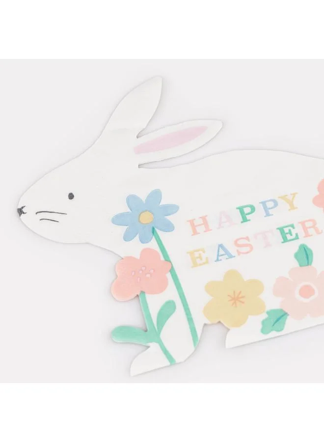 Meri Meri  Bunny Napkins - Pack of 16, 3-Ply Paper Napkins with Adorable Bunny and Springtime Floral Design, Happy Easter Theme, Stylish Party Tableware for Easter Celebrations & Gatherings  | Best Price UAE
