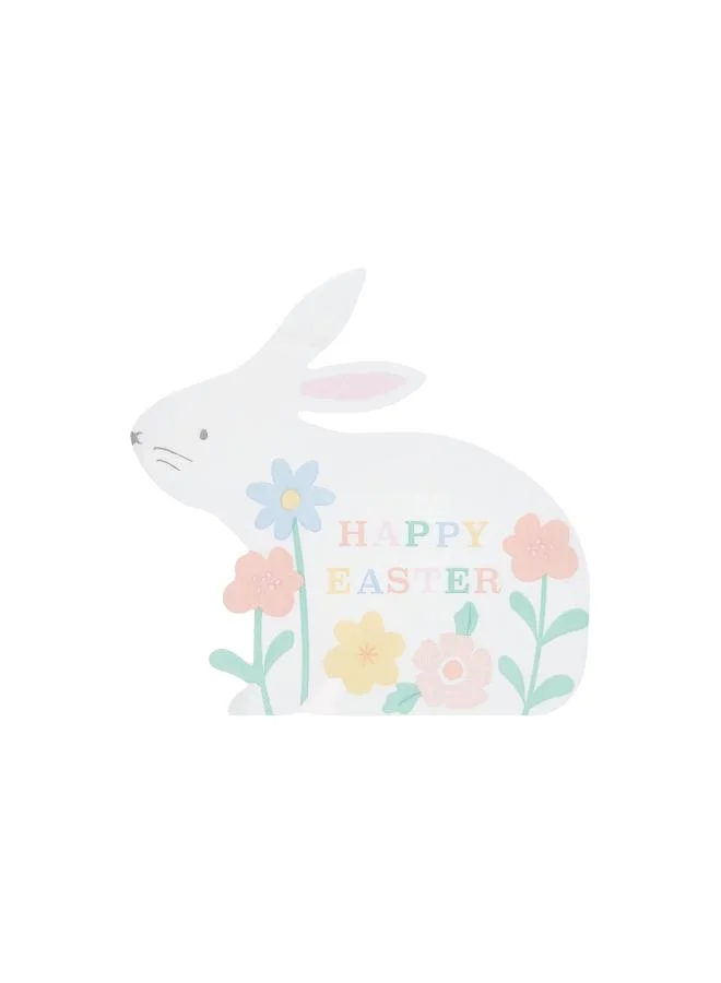 Bunny Napkins - Pack of 16, 3-Ply Paper Napkins with Adorable Bunny and Springtime Floral Design, Happy Easter Theme, Stylish Party Tableware for Easter Celebrations & Gatherings