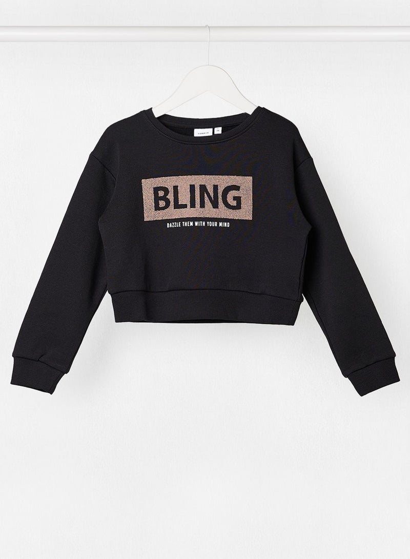 NAME IT Kids Bling Cropped Sweatshirt  - Image 1