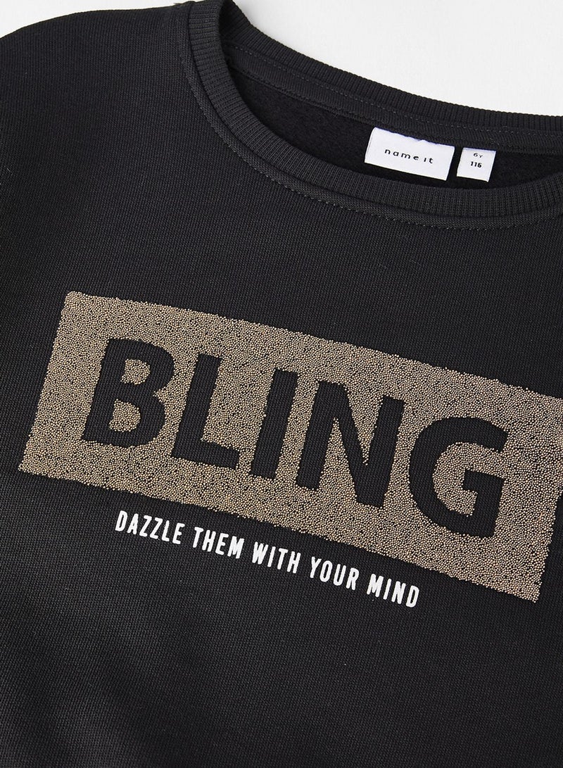 NAME IT Kids Bling Cropped Sweatshirt  - Image 3