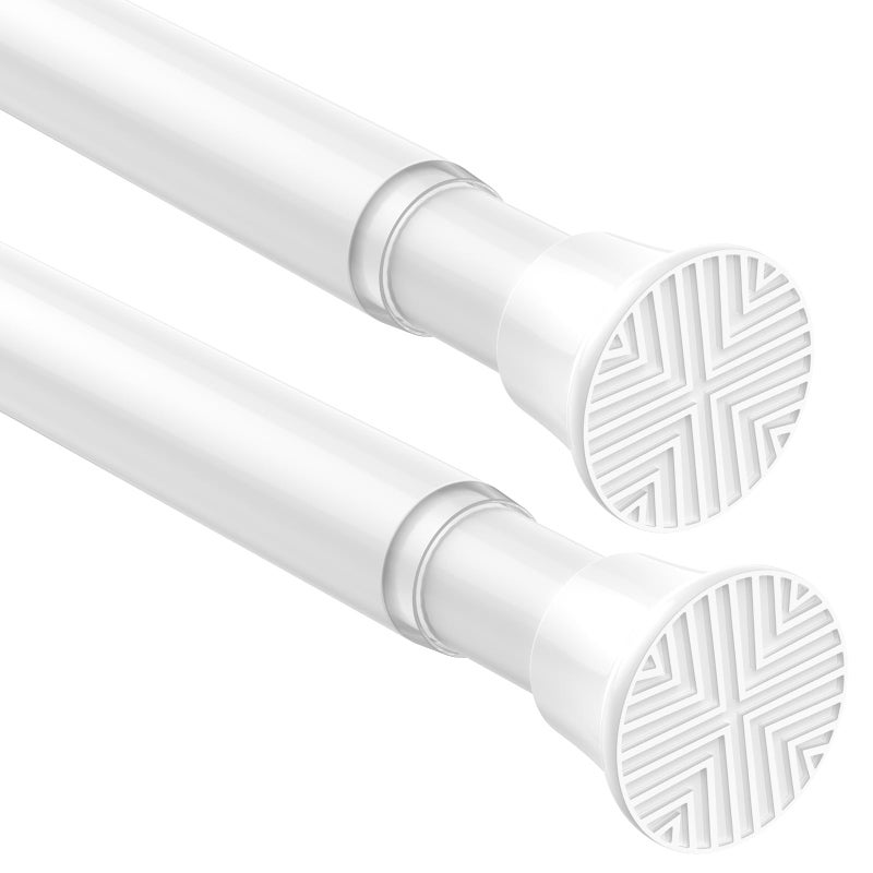 MEXAU 2Pack White Tension Curtain Rods18 to 36 Inch,Spring Loaded Curtain Rods No Drilling,Small Tension Rod for Windows Door Closet,Pressure Rod - Image 1