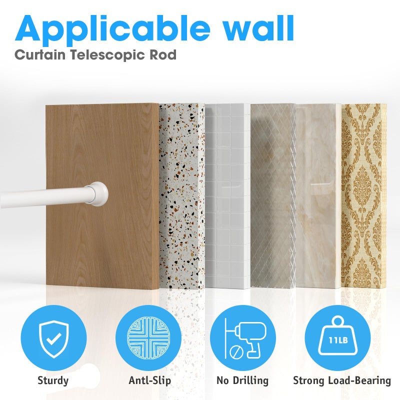 MEXAU 2Pack White Tension Curtain Rods18 to 36 Inch,Spring Loaded Curtain Rods No Drilling,Small Tension Rod for Windows Door Closet,Pressure Rod - Image 4