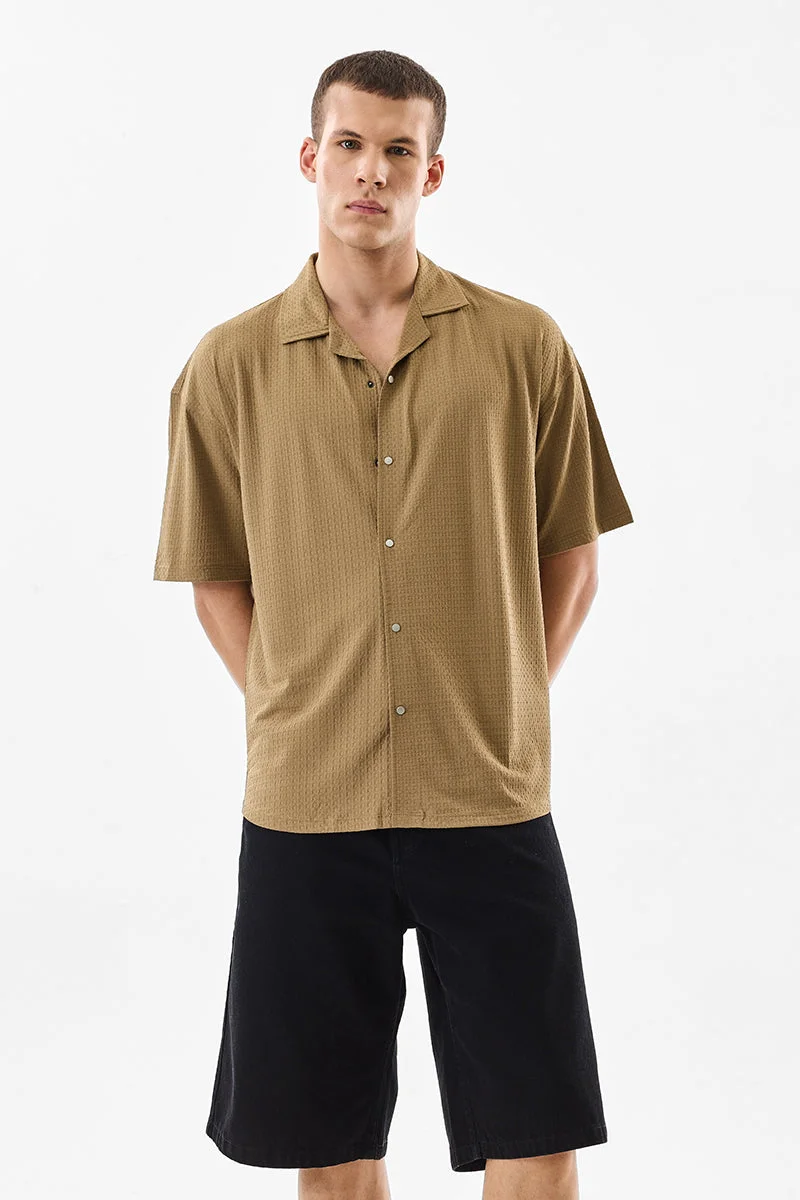 SNITCH Snap Button Self-Design Box Fit Shirt