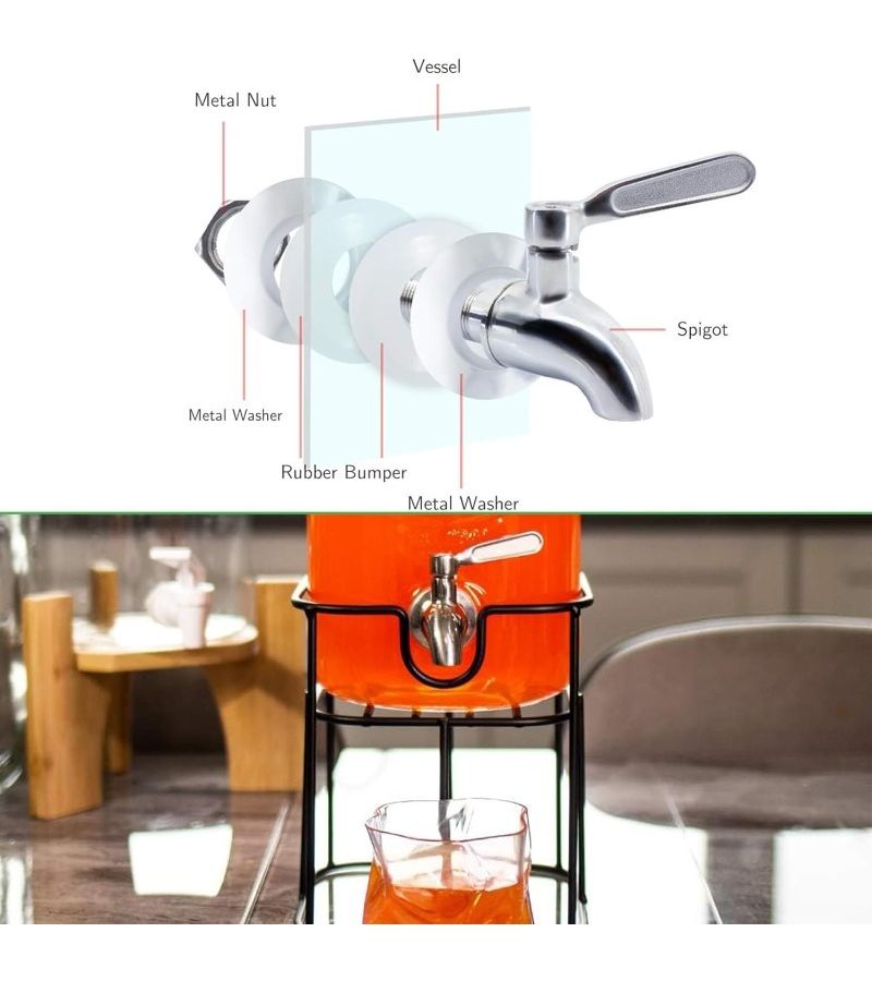 Stainless Steel Beverage Dispenser Faucet Silvery Center Installation Modern Replacement - Image 2