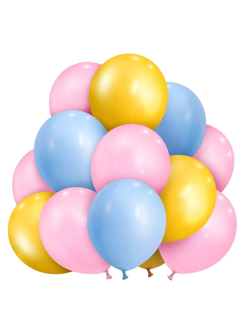 هايلاند 50 قطعة بالونات وردية وذهبية وأزرق لعيد ميلاد الطفل وحفلات الزفاف وحفلات الزفاف والذكرى السنوية - Image 1