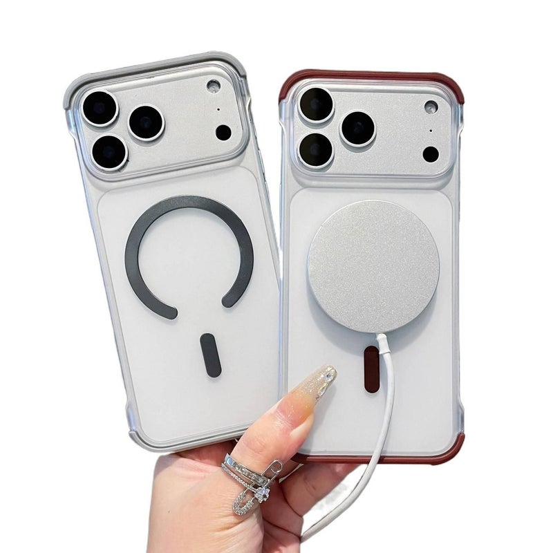 غطاء MagSafe بPC لـ iPhone 12 Pro باللون برتقالي مغناطيسي مع تصميم بدون إطار ومغناطيس قوي مع مقاوم للصدمات مع ملمس غير لامع مع حماية من السقوط للتخزين العملي للمدرسة سهل التخزين - Image 3