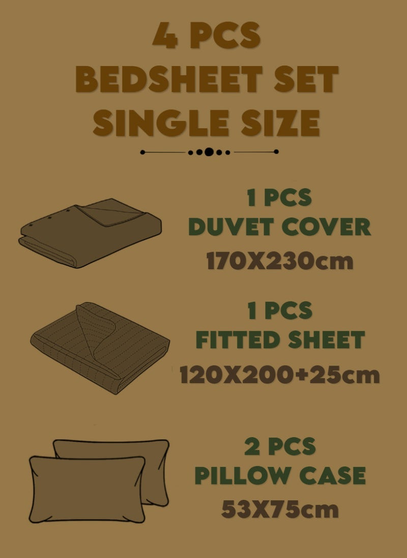 Blueberry 4 Pieces Striped Single Duvet Cover Set - Image 4