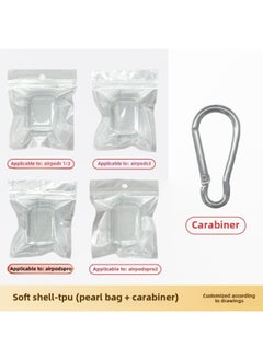For Apple Headset Airpods4 Wireless Bluetooth Headset Protective Cover TPU Transparent Headset Protective Cover Material-Color:Tpu Soft Shell + Pearlescent Bag + Carabiner-Applicable Models:Fourth Generation = 3: With Hanging Ears