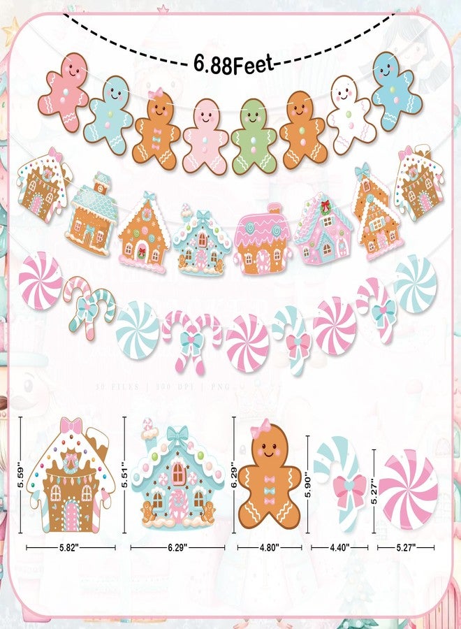 K KUMEED 3 PCS Gingerbread Man Theme Banners, Christmas House Decorations, Pink Party Supplies for Winter Birthday Baby Shower Decor - Image 2