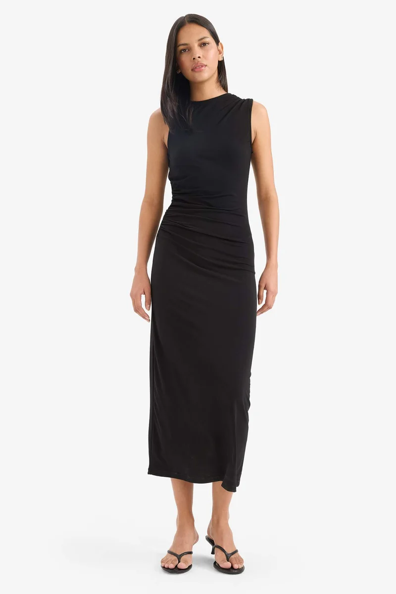 ديفاكتو Bodycon High Neck Sleeveless Maxi Dress