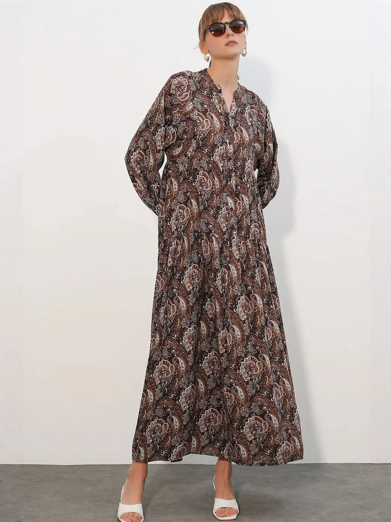 Big Dart Multicolor BDART Patterned V-Neck Maxi Dress for Women | Best Price UAE