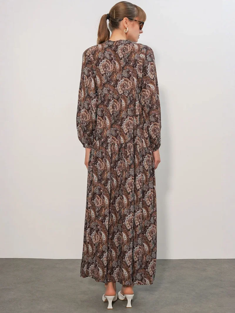Big Dart Multicolor BDART Patterned V-Neck Maxi Dress for Women | Best Price UAE