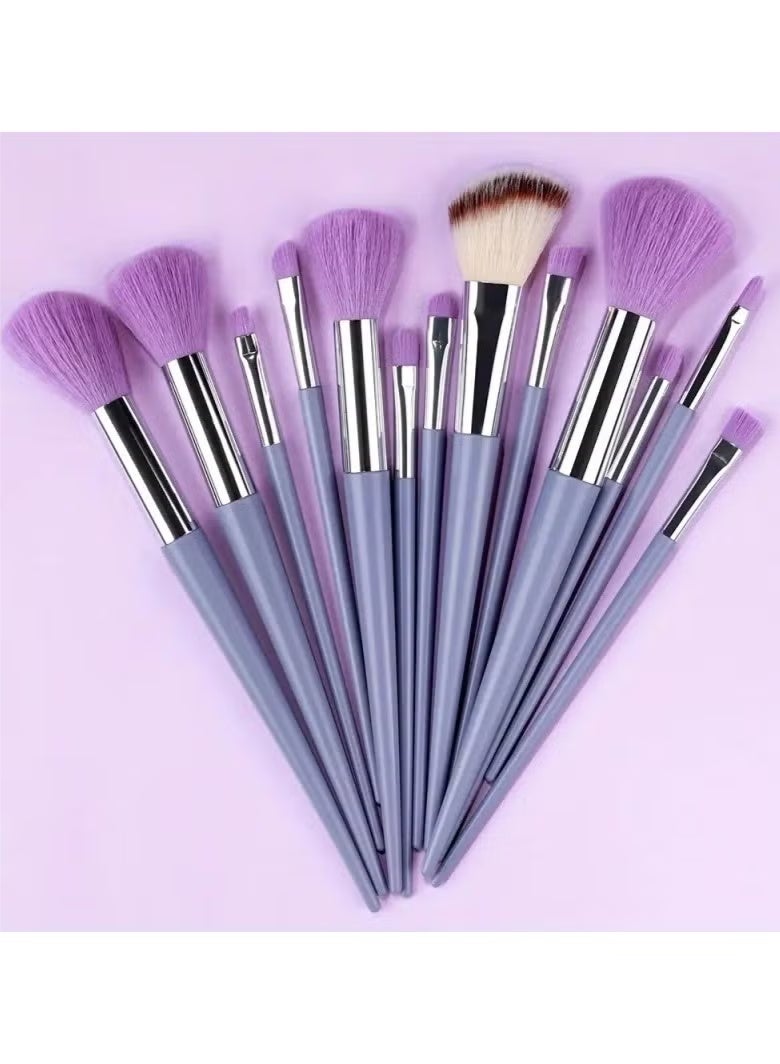 ORiTi 13 Pcs Makeup Brushes Soft Fluffy Prfessional Foundatiion Blush Powder Eyeshadow Kabuki Blending Make Up Brush Beauty Tools - Purple  - Image 2