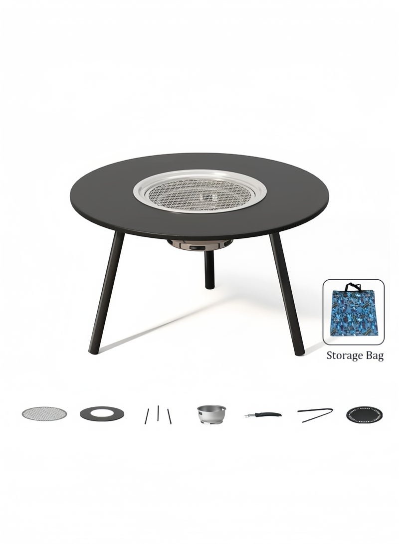 GGEROU Portable Charcoal Grill Table with Storage Bag Camping BBQ Grill Barbecue Grills with Foldable Legs for Outdoor Camping Hiking Picnic Garden Beach Party Charcoal Not Included,Black - Image 1