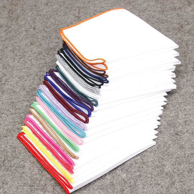Fashionable Men'S Dense Edge White Flap Pocket Pants Square Suit Accessories Handkerchief Square Scarf Cotton And Linen Colored Edge Chest - Image 5
