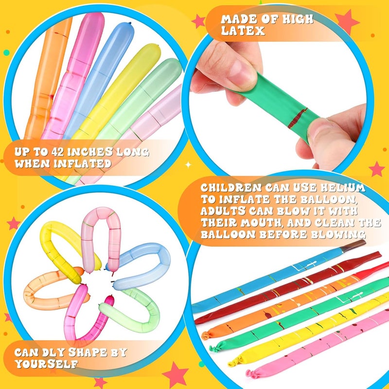 Sratte 500 Pcs 40 Inch Rocket Balloons Assorted Colors Flying Magic Long Balloons Rocket Balloons for Boys Girls Playing Birthday Festival Party Decorations Supplies 6 Colors - Image 2