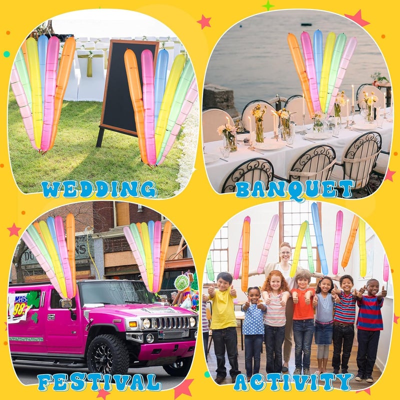 Sratte 500 Pcs 40 Inch Rocket Balloons Assorted Colors Flying Magic Long Balloons Rocket Balloons for Boys Girls Playing Birthday Festival Party Decorations Supplies 6 Colors - Image 3
