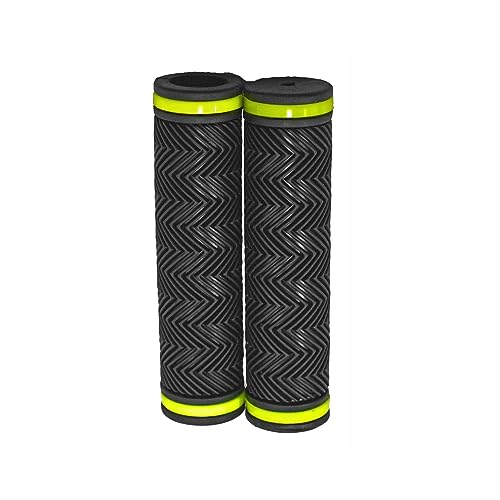 TRU Bicycle Handlebar Grip Set, Soft Rubber, Non Toxic, Anti-Slip, Standard Size Cycle Handle Grip Length, Specialized Replacement Bike Grips MTB/City Bicycle Bike (Neon) - Image 1