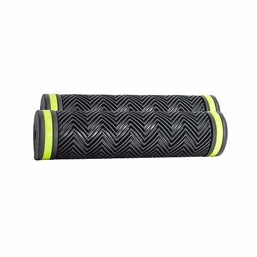 TRU Bicycle Handlebar Grip Set, Soft Rubber, Non Toxic, Anti-Slip, Standard Size Cycle Handle Grip Length, Specialized Replacement Bike Grips MTB/City Bicycle Bike (Neon) - Image 2