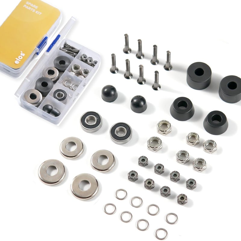 Elos Skateboard Hardware Kit - Trucks Mounting Hardware, Skateboard Bearing, Bushings, Kingpin, Pivot Cups, Truck Nuts, Bolts, Skateboard Accessories & Skate Part - Image 1