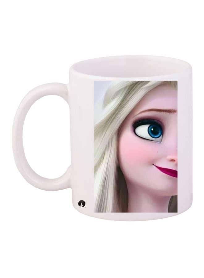 RYN Cartoon Printed Coffee Mug White/Pink/Blue 11ounce