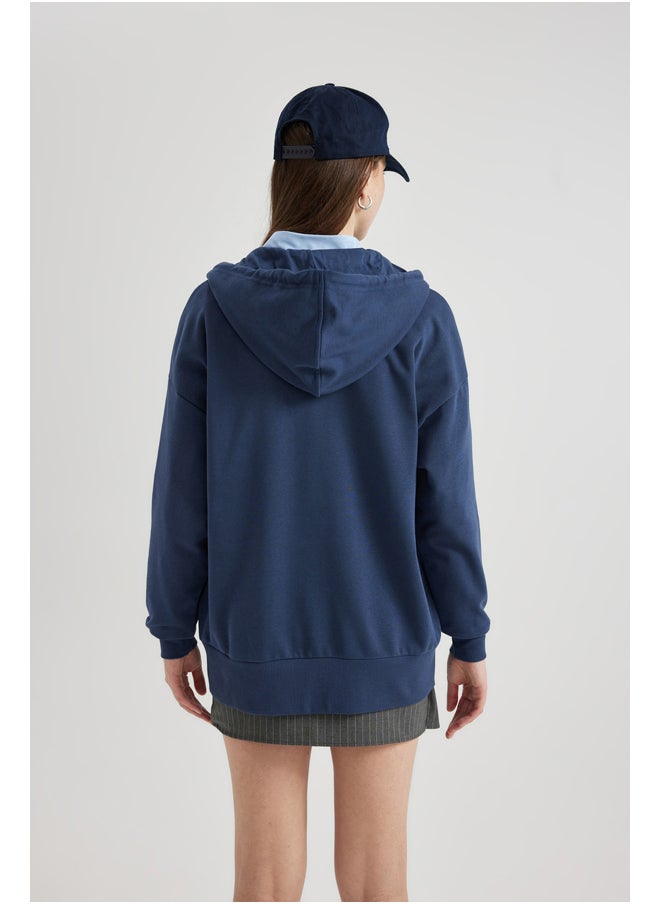DeFacto - Woman Oversize Fit Hooded Long Sleeve Knitted Cardigan - Image 1