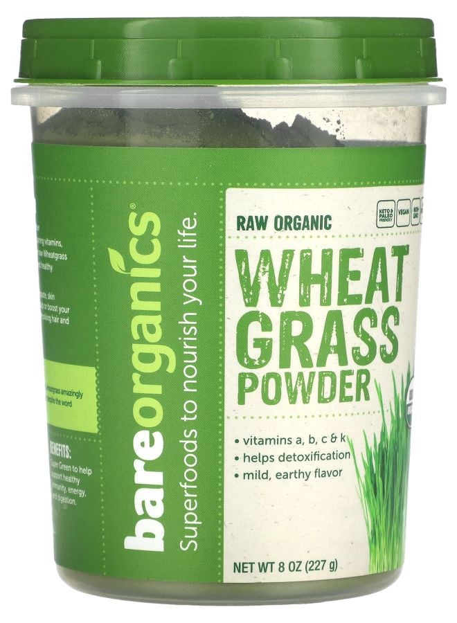 BareOrganics مسحوق القمح العضوي الخام 8 أونصات (227 جرام) - Image 2