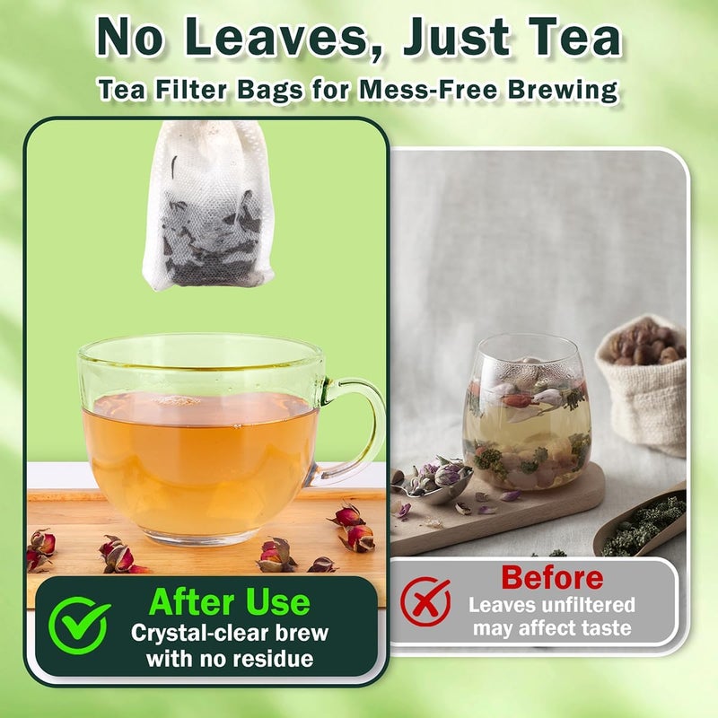 POSTANTIN 200Pcs Disposable Tea Bags for Loose Leaf Tea, Empty Tea Filter Bags for Cooking, Infuser Sachets for Spice, Coffee, Herb and More (3.54x2.75 Inch) - Image 4