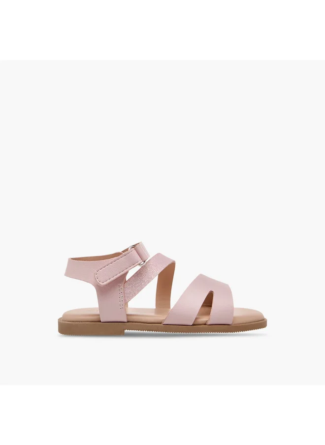 Flora Bella By Shoexpress Girls Strap Detail Sandals with Hook and Loop Closure