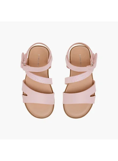 Flora Bella By Shoexpress Girls Strap Detail Sandals with Hook and Loop Closure