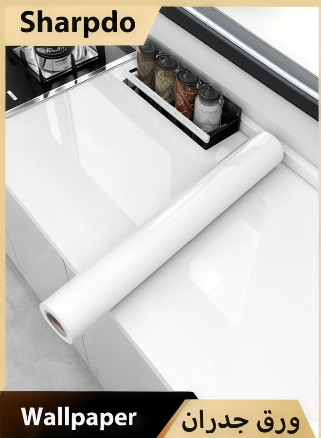 Sharpdo Pearl white wallpaper, white peel and stick wallpaper, marble countertop wallpaper, splashback self-adhesive wallpaper (Pearl white, 3m x 60cm) - Image 1