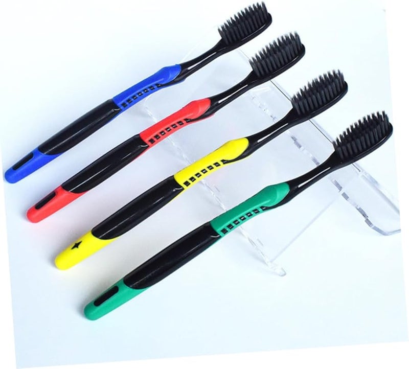 PartyKindom 8 فرشاة أسنان من الفحم البامبو ذات شعيرات ناعمة للبالغين بألوان متنوعة للعناية بالفم في المنزل والسفر - Image 5