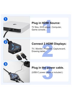 ELIKLIV HDMI Splitter for Dual Monitors, HDMI Splitter 1 in 2 Out, HDMI Splitter 4K Ver1.4 Support 4K 3D Full HD 1080P Compatible/PS4/PS3/Blu-ray Player/MacBook/HDTV (1 Source to 2 Displays)  - Image 4